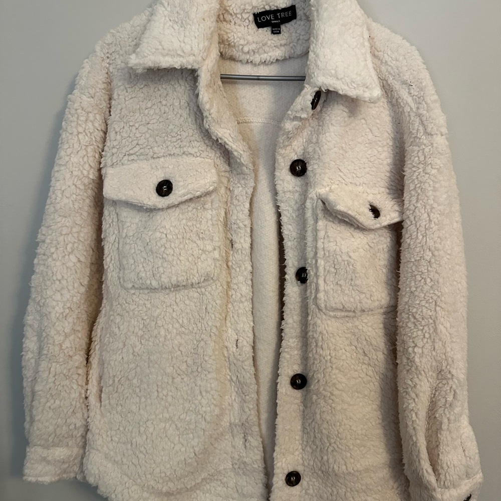 Love Tree Cream Sherpa Jacket